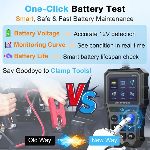 Miniatura 3 de AMTIFO Escáner OBD2 con Probador de Batería - Verificar Luz del Motor y Preparación de Emisiones, Plug & Play, Salud de la Batería, Datos en Tiempo