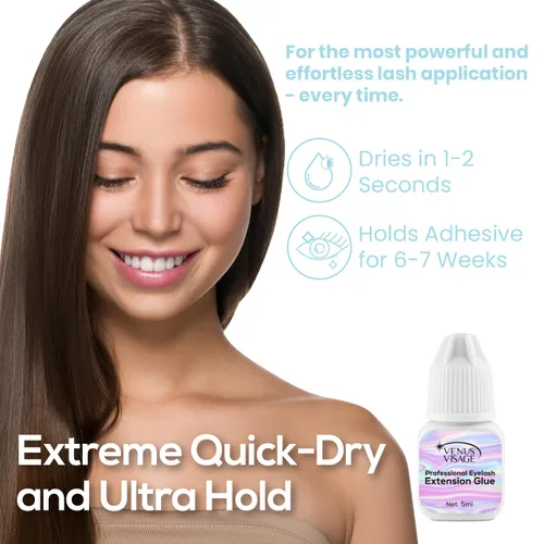 Miniatura 3 de Venus Visage Pegamento transparente para pestañas, pegamento profesional para extensiones de pestañas a largo plazo, sin látex adhesivo de secado