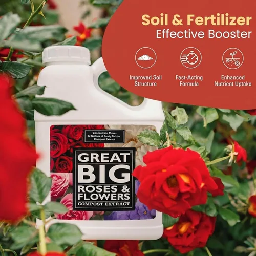 Miniatura 4 de Great Big Roses - Potenciador de fertilizante de suelo y rosas para cultivar las mejores rosas y flores; extracto de compost de alimento para rosas