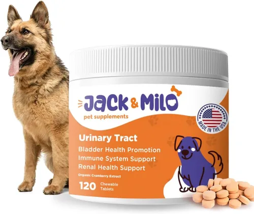 Jack & Milo - Suplemento para perros, incontinencia urinaria del perro, control de riñón y vejiga - Arándano y antioxidantes, orgánico - Control de