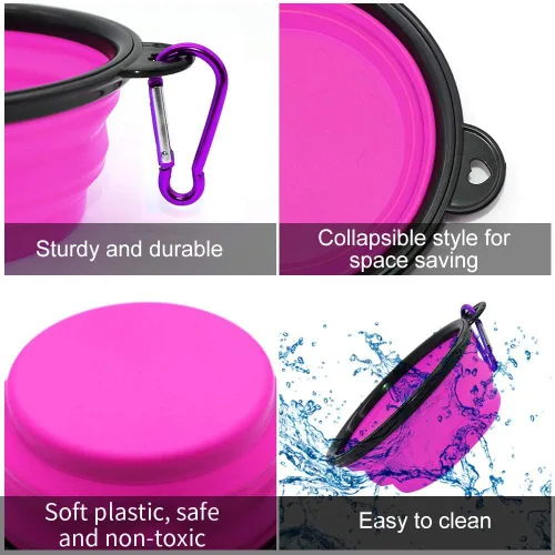 Miniatura 8 de Tazón para Perros Cuencos Plegables para Mascotas, Paquete de 2 Cuencos Plegables de Agua para Perros para Gatos y Perros, Plato Portátil de Verde +