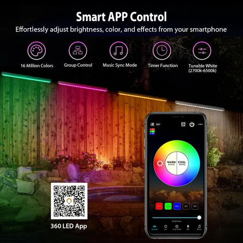 Miniatura 4 de Luz de Lavadora de Pared LED Inteligente, Barras de Luz Inteligentes RGB+CW de 168W con Control de Grupo e Individual, Funciones de Temporización