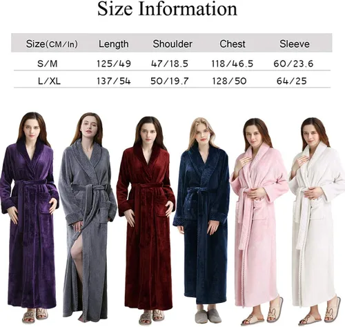 Miniatura 6 de Hellomamma Bata de baño larga para mujer, de felpa suave, de forro polar, camisón para mujer, pijama, ropa de dormir