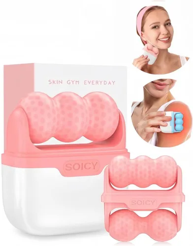 Rodillo de hielo para cara con Gua Sha, rodillo de hielo de viaje, herramientas de terapia de frío, masajeador facial frío para hinchazón ocular,
