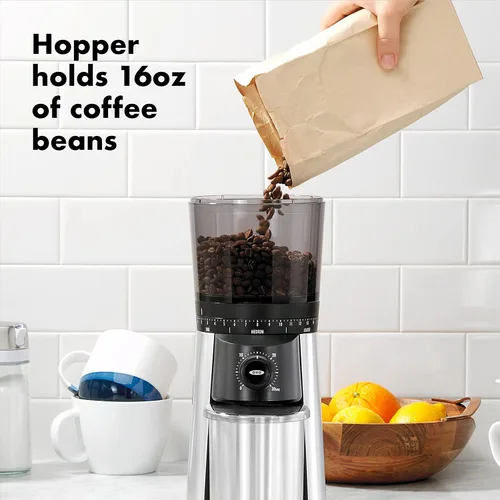 Miniatura 6 de OXO Cafetera de 8 tazas, molinillo de café cónico de acero inoxidable y rebabas