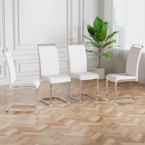 Miniatura 12 de Baysitone Juego de 2 sillas de comedor modernas, de piel sintética sintética, con respaldo alto, tapizadas, con diseño de respaldo a rayas Negro