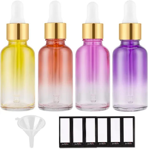 Miniatura 14 de PrettyCare Paquete de 4 botellas con cuentagotas de aceites esenciales, botellas vacías de tintura para cuidado personal y belleza, Ámbar