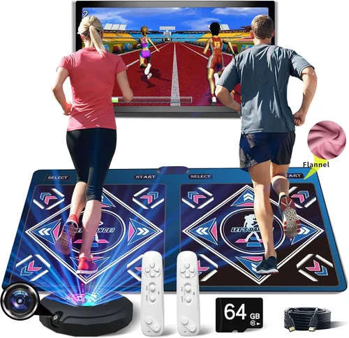 Alfombrilla de baile electrónica musical HDMI con cámara, una tarjeta de memoria grande de 64G, incluye 1000 juegos, 650 canciones, 81 videos