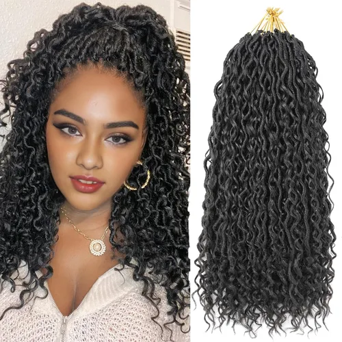 Miniatura 23 de Aipin Goddess Cabello de Ganchillo de 18 Pulgadas Boho River Locs Hippie Locs Ondulado de Ganchillo Con Cabello Rizado en el Medio y Extremos 613