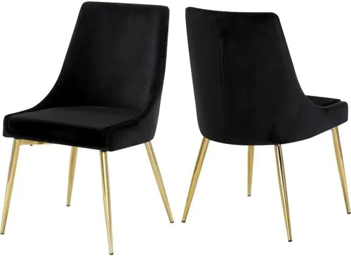 Meridian Furniture Karina Collection Modern - Silla de comedor tapizada de terciopelo contemporánea con patas de metal resistentes, juego de 2, 19.5