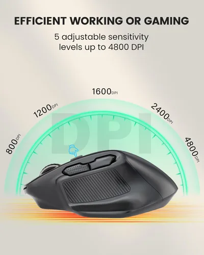 Miniatura 3 de E-YOOSO Ratón inalámbrico ergonómico cómodo con botones laterales y dongle USB, batería máxima de 4800 DPI, modo dual Bluetooth 2.4G