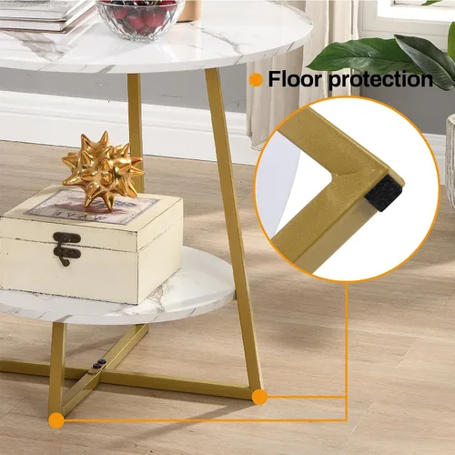 Miniatura 9 de D&H FURNIMMT Mesas auxiliares decorativas para sala de estar, mesa auxiliar pequeña de 22 pulgadas para espacios pequeños, mesita de noche redonda