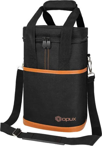 Miniatura 17 de Opux Bolsa térmica de vino con aislamiento para 4 botellas, a prueba de fugas, portátil, para viajes, picnic, regalo BYOB (negro)