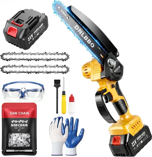 Miniatura 8 de Sierras de poste inalámbricas 2 en 1 para poda de árboles, mini motosierra de 1000 W sin escobillas de 8 pulgadas con baterías de 21 V 4.0 Ah