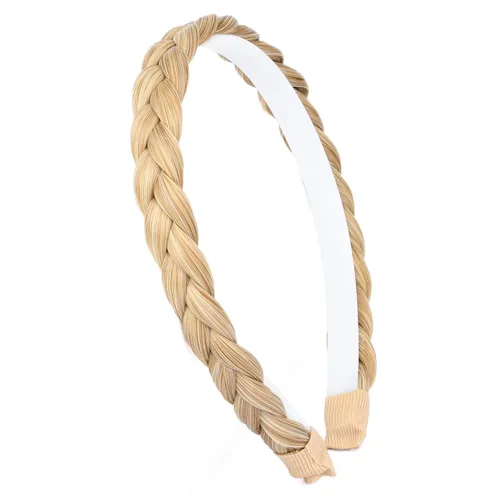 Miniatura 10 de Ancho de 1.5 cm Banda de pelo sintético trenzada estrecha con dientes para mujeres y niñas (Negro)