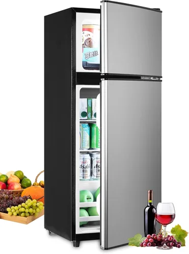 Miniatura 8 de KRIB BLING Refrigerador de 3.5 pies cúbicos con congelador, refrigerador de 2 puertas con control de termostato ajustable, refrigerador para cocina