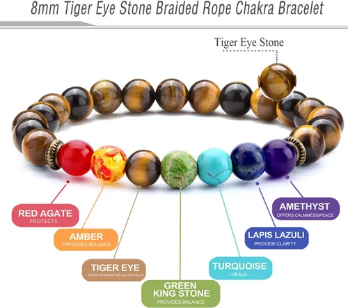 Miniatura 16 de Hamoery Pulsera de chakra de 0.315 in para hombre y mujer, 0.315 in, piedra natural, pulsera de yoga