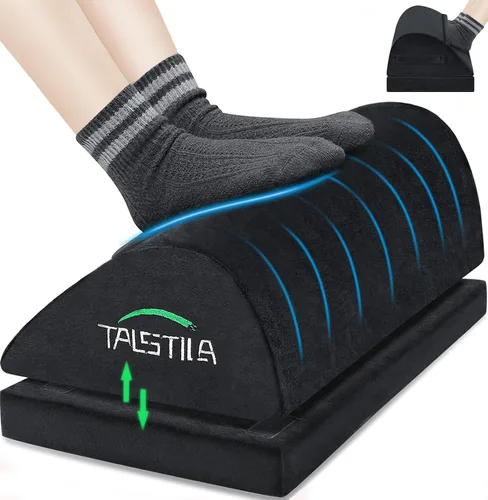 TALSTILA - Reposapiés para debajo del escritorio en el trabajo, reposapiés con bolsillos cálidos de felpa, reposapiés ergonómico ajustable de espuma