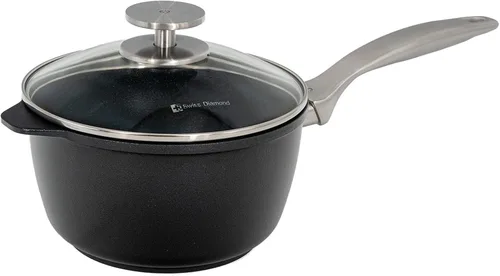 Swiss Diamond Sartén con tapa, sartén antiadherente de aluminio recubierto de diamante, apto para lavavajillas y horno, 6.3 pulgadas, 1.4 cuartos de