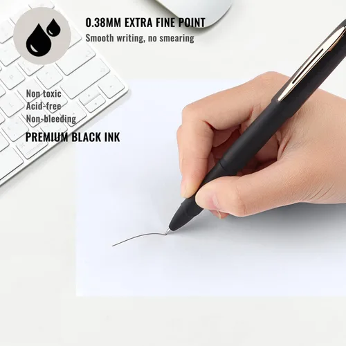 Miniatura 2 de Penagic Bolígrafos P-223A, bolígrafos de gel de punta fina [0.015 in] tinta negra, bolígrafos con diseño mate, bolígrafos de papelería