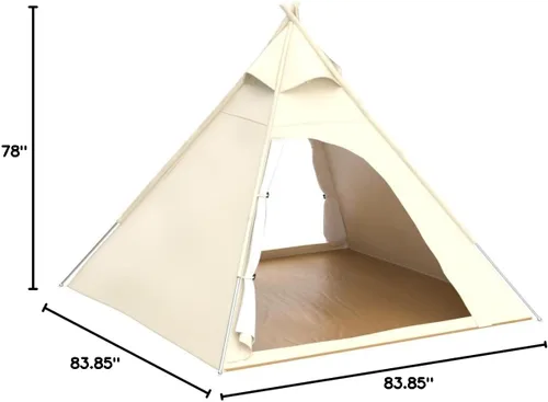 Miniatura 8 de Latourreg Tienda de campaña al aire libre para 2 personas de 6.6 ft de lona para acampar pirámide Tienda grande de pagoda de tipi para adultos