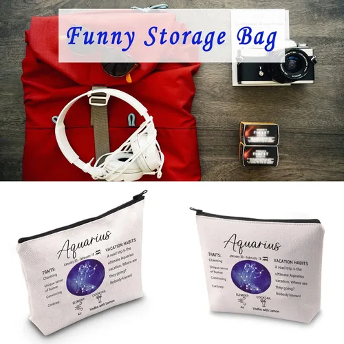Miniatura 9 de LEVLO 12 bolsas de aseo de viaje de constelación, 12 bolsas de maquillaje cosmético del zodiaco, regalo de cumpleaños para el día de la madre