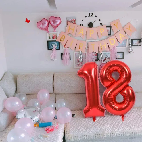 Miniatura 6 de TONIFUL Globos rojos de números grandes de 40 pulgadas del 0 al 9, número 0 digital 0 de papel de aluminio de helio, globos de número grande