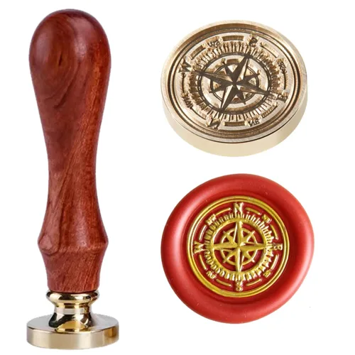 Miniatura 18 de Sello de cera de trébol de cuatro hojas, sello de trébol de la suerte con mango de palisandro 1'' 2.5cm, sello distintivo de cera de sellado, un
