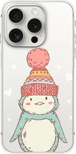 Miniatura 15 de Blingy's Funda para iPhone 15 Pro, bonito patrón de Navidad con diseño de copos de nieve de invierno, funda protectora transparente de TPU suave