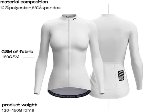 Miniatura 3 de Wulibike Maillot de ciclismo para mujer, manga larga, con bolsillos