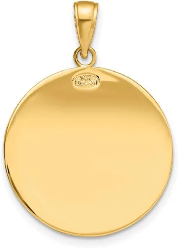 Miniatura 4 de Colgante de medalla sólida redonda de San Cristóbal con texto "Protect Us Words" en oro real de 14 k
