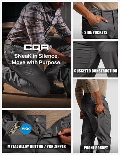 Miniatura 53 de CQR – Pantalones tácticos elásticos tipo cargo para hombre, resistentes al agua, de tela ripstop (antidesgarros), ligeros, ideales para uso diario
