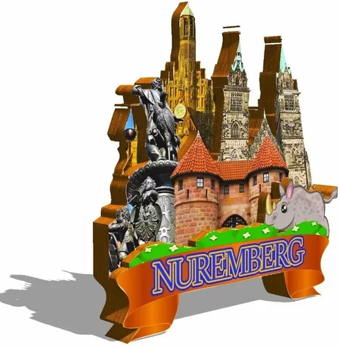 Miniatura 2 de Imán de Alemania Nuremberg para nevera de madera 3D, monumentos de viaje, coleccionables, recuerdos, decoración hecha a mano -219