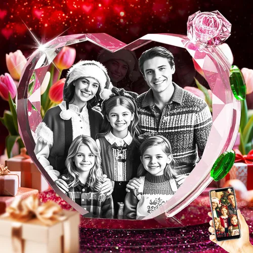 Miniatura 16 de QPCBEBY Foto de cristal 3D con rosa de cristal rojo, regalos personalizados para el día de la madre para mamá, esposa, mujer, ella, novia, pareja