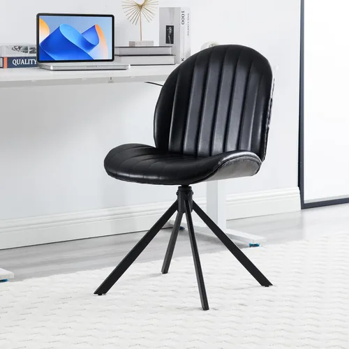Miniatura 10 de Silla de oficina giratoria de terciopelo de 19 pulgadas, sin ruedas, tapizada sin brazos, sillas de escritorio modernas con patas cruzadas, sin