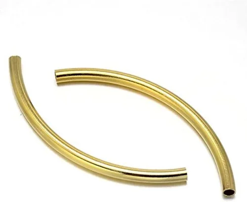 50 piezas de tubo de fideos curvos sueltas 1.181 in largo conector espaciador de 18 quilates chapado en oro amarillo de 18 quilates para fabricación