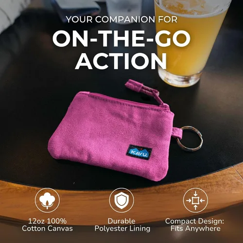 Miniatura 45 de KAVU Stirling Cartera delgada de lona de algodón con cremallera de doble cara