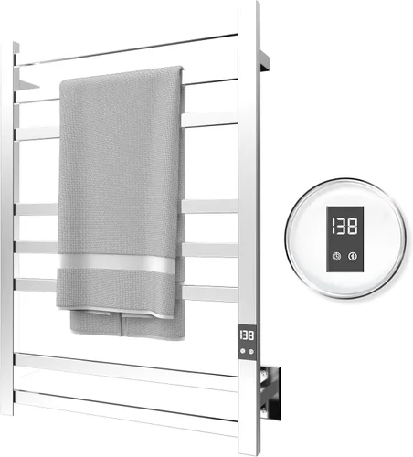 Miniatura 9 de Toallero Calefactado de 8 Barras – Calentador de Toallas Eléctrico de Calentamiento Rápido con Temperatura Ajustable y Temporizador de 24 Horas