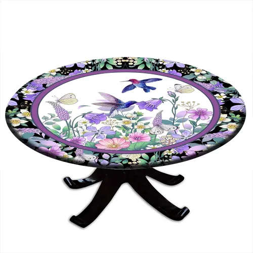 Miniatura 66 de Round Fitted Tablecloth with Elastic Outdoor Table Cover Round Elastic Tablecloths for Tables Waterproof Wipeable Table Cloths for