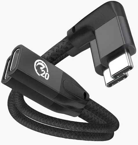 Miniatura 19 de UseBean Cable de extensión USB C en ángulo recto de 0.6 pies, 90 grados USB-C 3.2 Gen 2 20Gbps macho a hembra tipo C 4K cable extensor de video