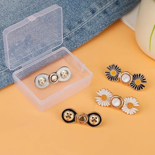 Miniatura 4 de TOOVREN Apretador de cintura para pantalones, botones de mezclilla desmontables para jeans sueltos, alfileres de botones sin costura y sin B-Daisy