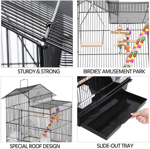 Miniatura 5 de Yaheetech Jaula de 39 pulgadas para pájaros de techo grande para loros pequeños, cacatúas, periquitos del sol, conure de mejillas verdes