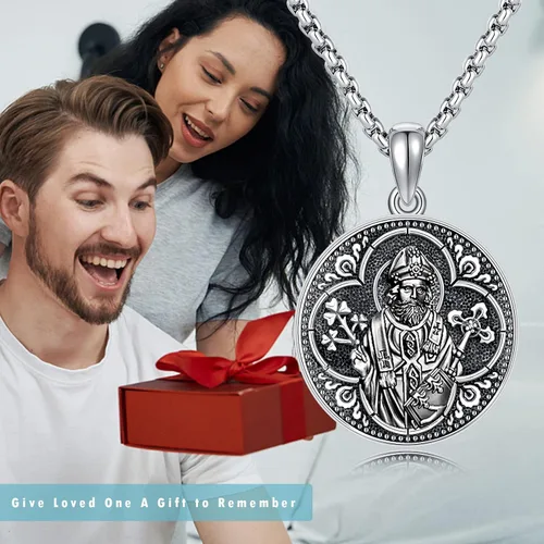 Miniatura 7 de Collar con colgante de San MiguelSan CristóperSan SebastiánGuadalupeÁngel de la GuardaSanta MuerteJudeJoseph para hombres y mujeres, plata de ley