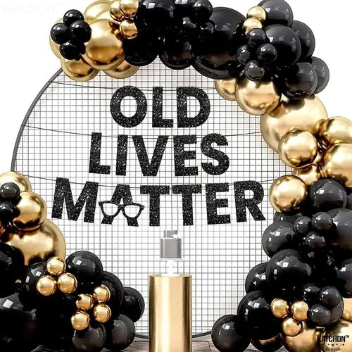 Miniatura 3 de KatchOn, Cartel Black Old Lives Matter – Brillantina, 10 pies Old Lives Matter Black para decoraciones de fiesta de jubilación para hombres Old