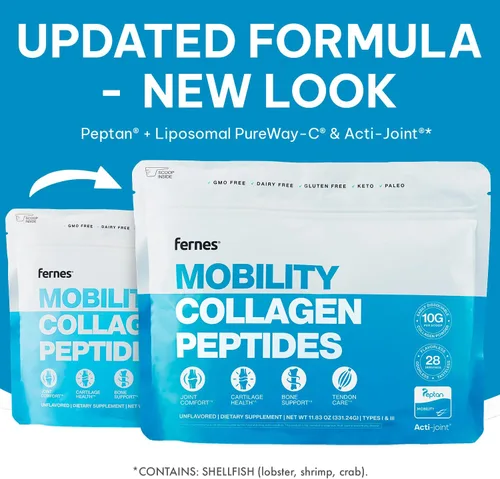 Miniatura 2 de Mobility - Péptidos de colágeno en polvo, glucosamina, condroitina, ácido hialurónico y vitamina C liposomal para unirse a huesos y cartílagos
