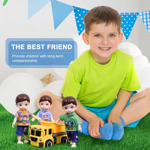 Miniatura 4 de Juego de muñecas de 6 pulgadas, muñeca articulada con bola para niños, con ropa, con caja de regalo y tarjeta de felicitación, regalo ideal