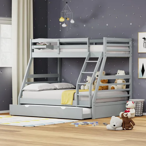 Miniatura 28 de Glenwillow Home Litera Plana de madera maciza individual sobre cama matrimonial, color espresso