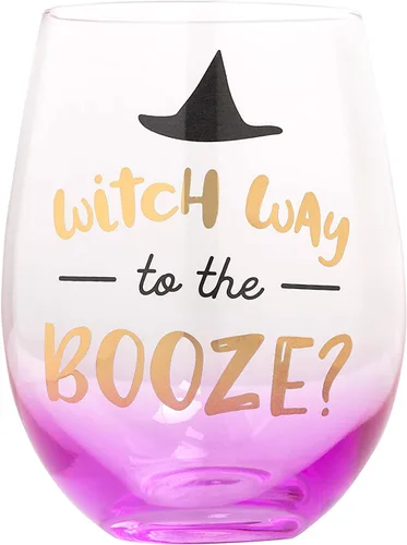 Miniatura 13 de Pearhead Soporte para botella de vino fantasma de Halloween, bolsa de regalo reutilizable de sherpa de felpa con cara sonriente y asa - Lindo regalo