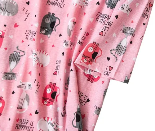 Miniatura 5 de CHUNG Camisones de algodón para mujer, manga larga, por encima de la rodilla, estampado vívido, camisones para dormir, otoño, invierno