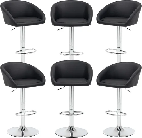 Miniatura 24 de Juego de 2 Taburetes de Bar, Taburetes de Bar Giratorios de Terciopelo Modernos Ajustables en Altura de Mostrador, Silla de Isla con Base de Metal